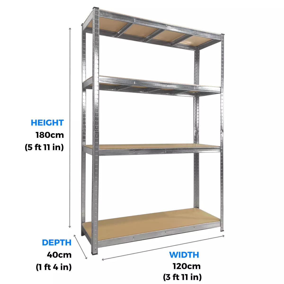 Garage Shelving Boltless Metal Racking Shelf Unit Strong Storage Shelves 175KG 180x90x120cm Royalcart