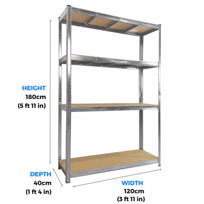 Garage Shelving Boltless Metal Racking Shelf Unit Strong Storage Shelves 175KG 180x90x120cm Royalcart