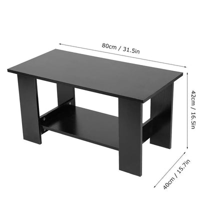 Modern Coffee Table Living Room Tea Side End Desk With Lower Storage Shelf Black Royalcart