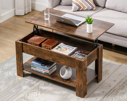 Coffee Table With Storage Lift Top Up Drawer Shelf Wooden Living Room Furniture Royalcart