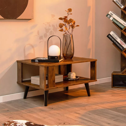 Industrial Coffee Table  2-Tier Wooden Center Table Small Side Table Living Room Royalcart