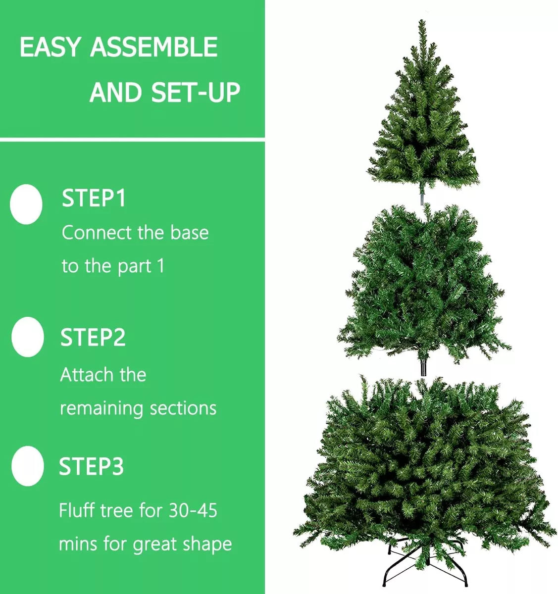 8ft Christmas Tree with Stand Bushy Artificial Xmas Tree Home Decor Royalcart