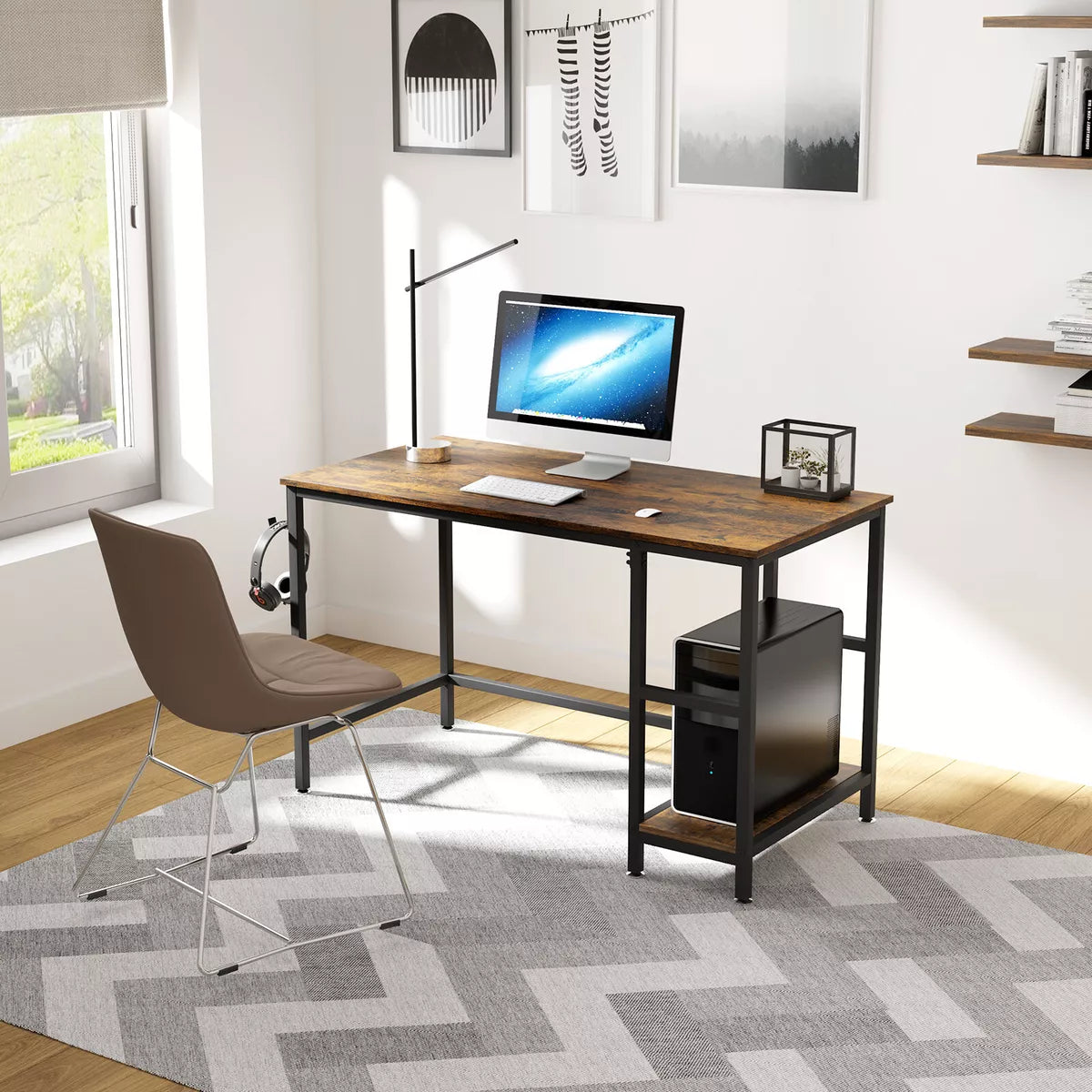 Home Office Desk Computer Desk Writing PC Laptop Workstation Study Table Shelves Royalcart