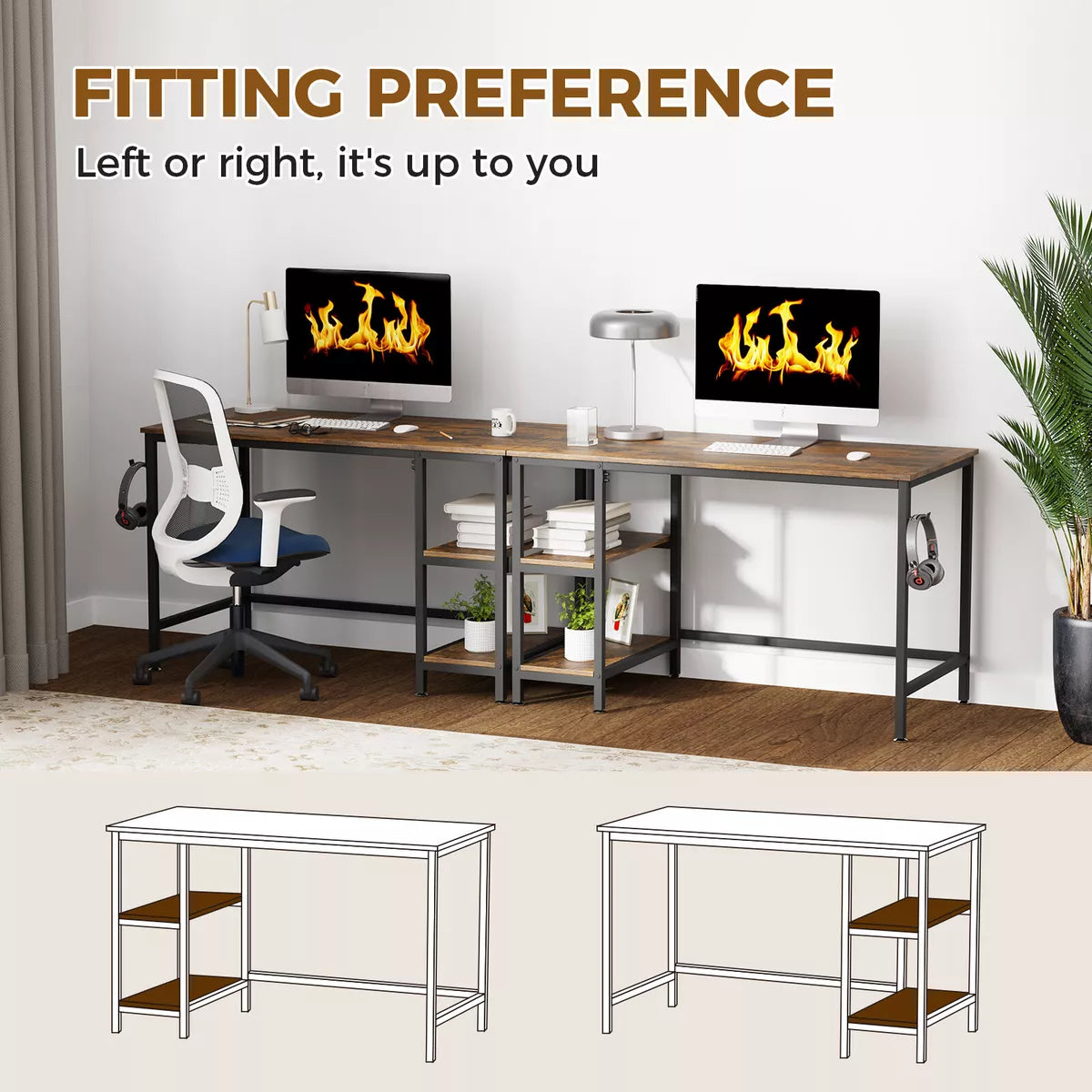 Home Office Desk Computer Desk Writing PC Laptop Workstation Study Table Shelves Royalcart