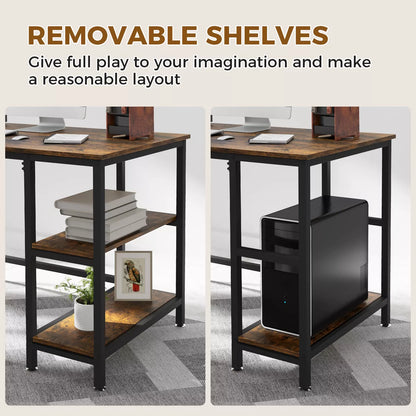 Home Office Desk Computer Desk Writing PC Laptop Workstation Study Table Shelves Royalcart
