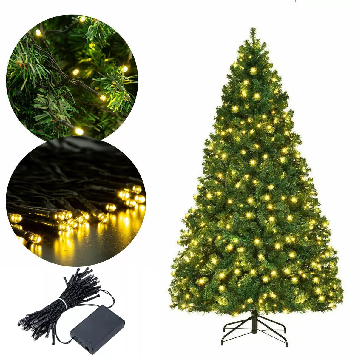 4/5/6/7ft Pre Lit Christmas Tree with LED Lights Bushy Tips Artificial Xmas Tree Royalcart