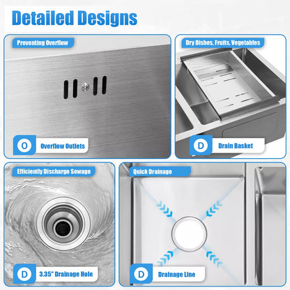 Double Bowl Stainless Steel Drop-in Kitchen Sink Dishwasher Vegetable Sink Home Royalcart