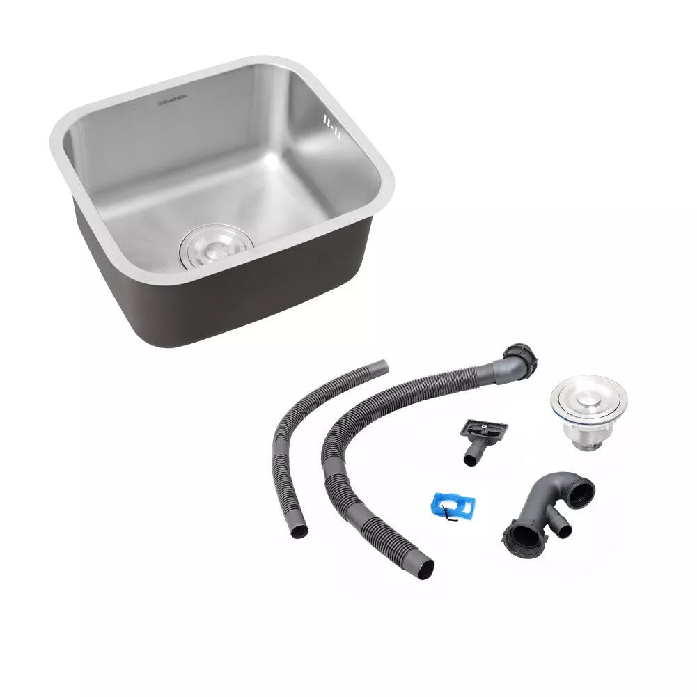 Stainless Steel Undermount Kitchen Sink Single Double Bowl & Drainer Waste Kit Royalcart