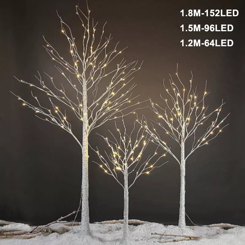 4/5/6Ft Christmas Tree Xmas White Birch Twig Tree with LED Light Indoor Outdoor Royalcart