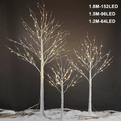 4/5/6Ft Christmas Tree Xmas White Birch Twig Tree with LED Light Indoor Outdoor Royalcart