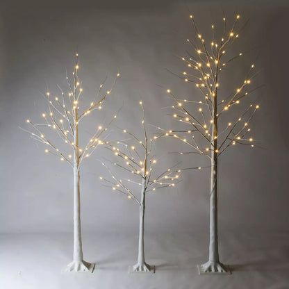 4/5/6Ft Christmas Tree Xmas White Birch Twig Tree with LED Light Indoor Outdoor Royalcart