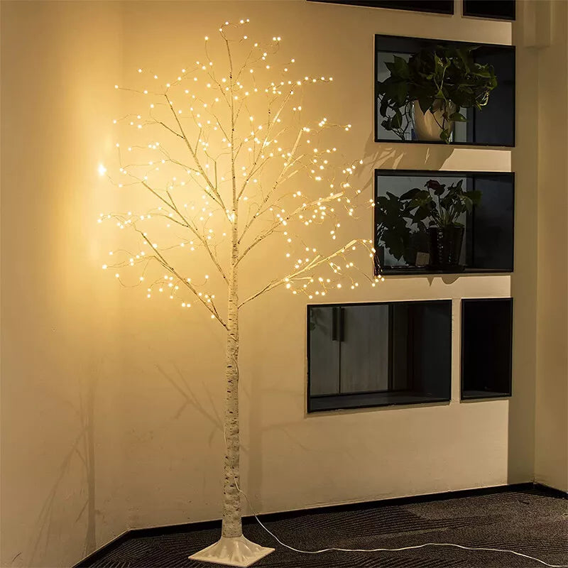 4/5/6Ft Christmas Tree Xmas White Birch Twig Tree with LED Light Indoor Outdoor Royalcart
