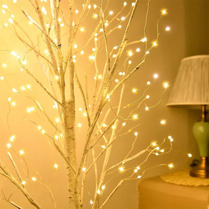 4/5/6Ft Christmas Tree Xmas White Birch Twig Tree with LED Light Indoor Outdoor Royalcart