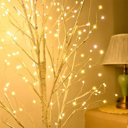 4/5/6Ft Christmas Tree Xmas White Birch Twig Tree with LED Light Indoor Outdoor Royalcart