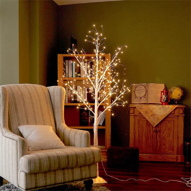 4/5/6Ft Christmas Tree Xmas White Birch Twig Tree with LED Light Indoor Outdoor Royalcart