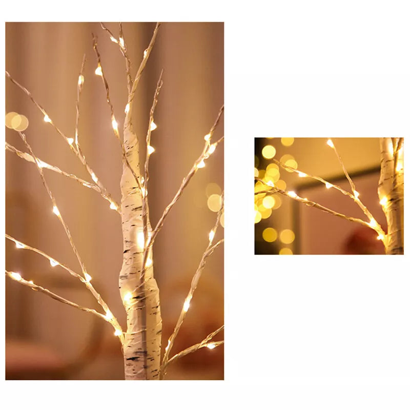 4/5/6Ft Christmas Tree Xmas White Birch Twig Tree with LED Light Indoor Outdoor Royalcart