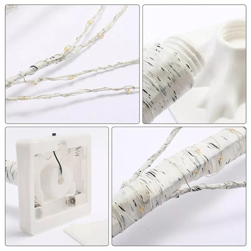 4/5/6Ft Christmas Tree Xmas White Birch Twig Tree with LED Light Indoor Outdoor Royalcart