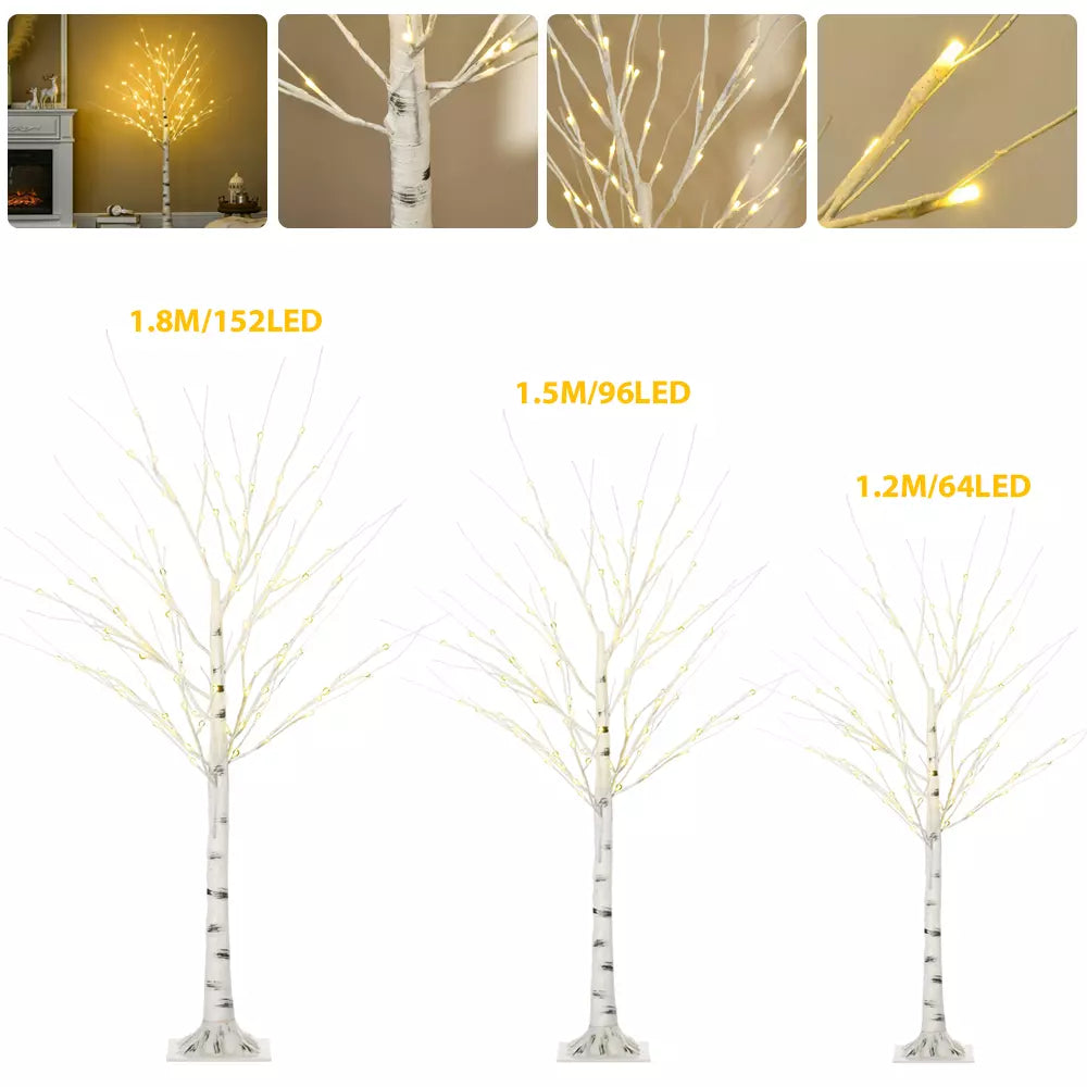 4/5/6Ft Christmas Tree Xmas White Birch Twig Tree with LED Light Indoor Outdoor Royalcart
