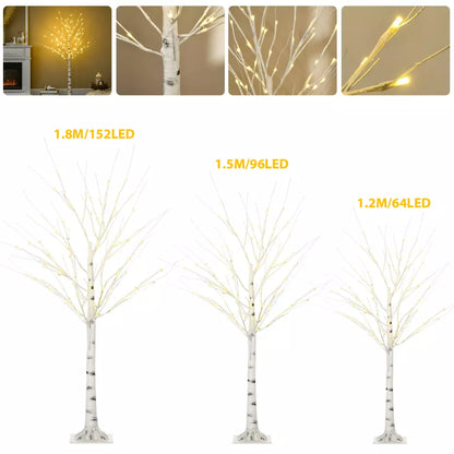 4/5/6Ft Christmas Tree Xmas White Birch Twig Tree with LED Light Indoor Outdoor Royalcart