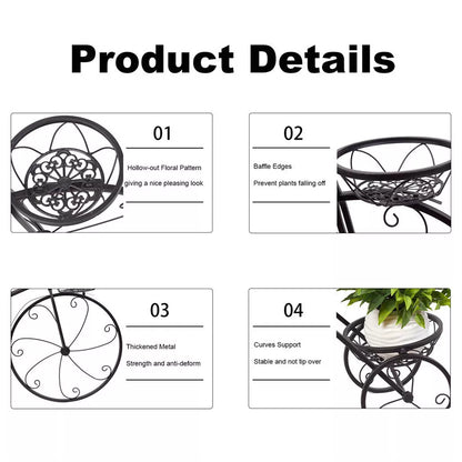 Large Bike Planter Garden Ornament Metal Bicycle Plant Stand with 3 Flower Pots Royalcart