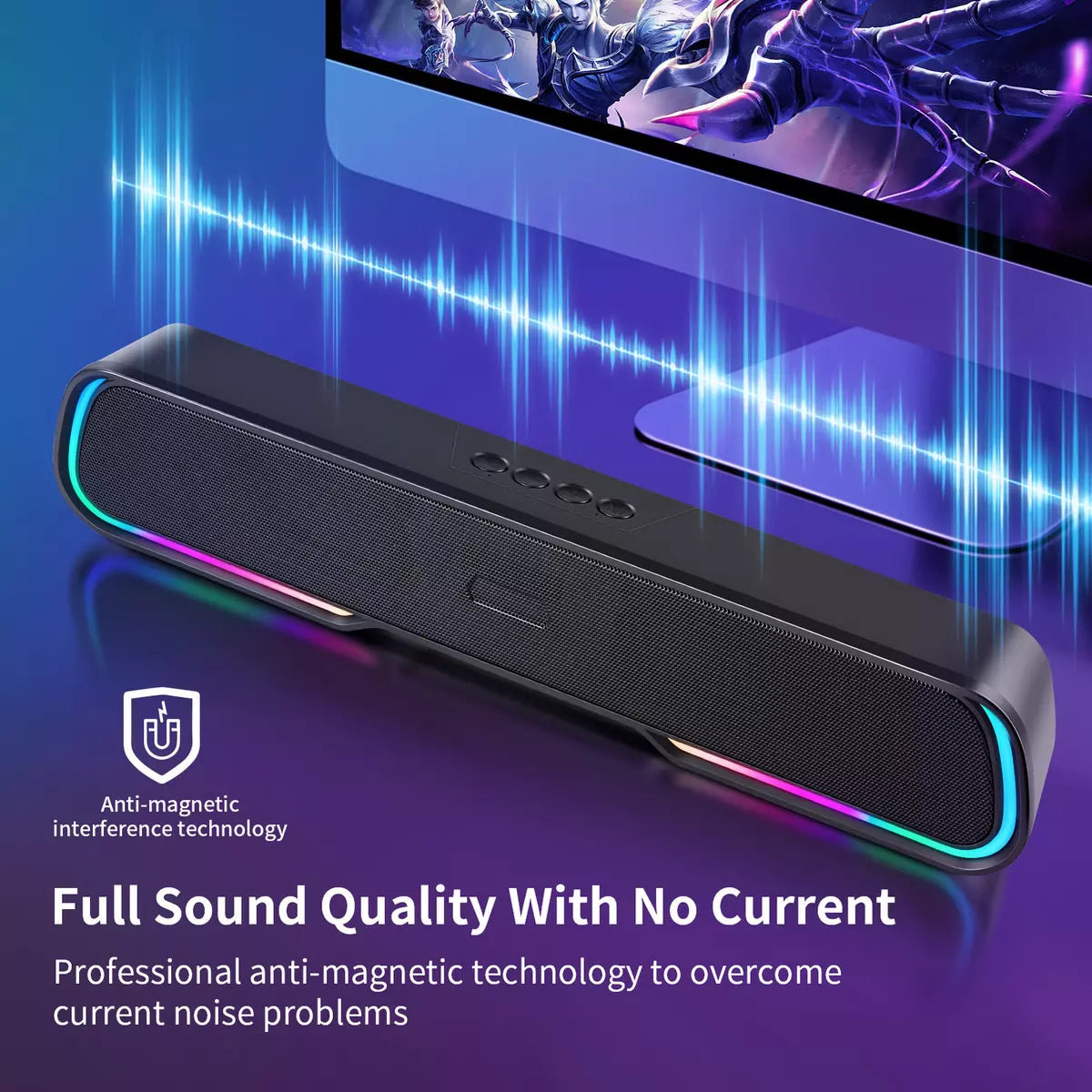 Surround Sound Bar 4 Speaker System Wireless BT Subwoofer TV Home Theater Royalcart