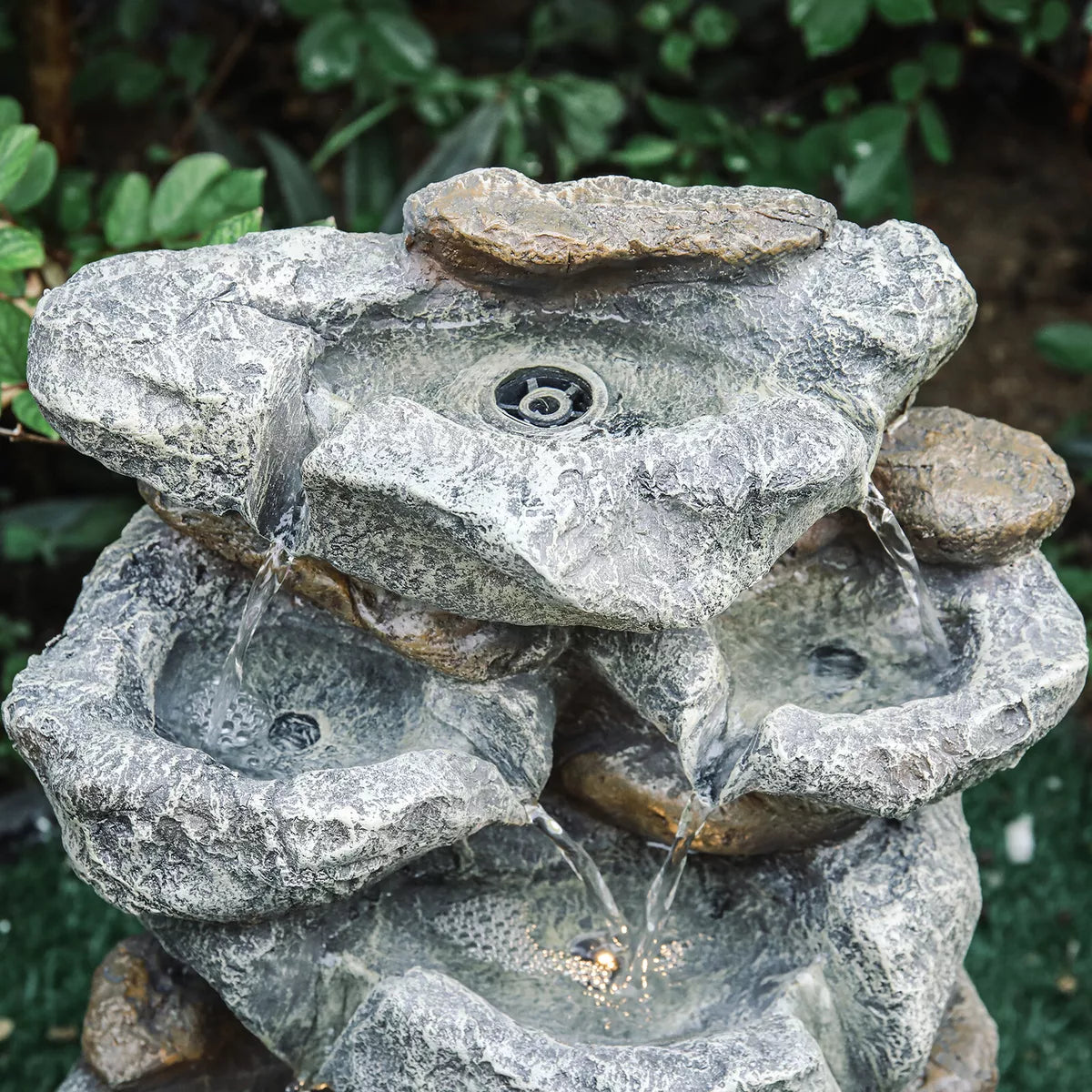Electric Water Fountain Garden Patio Stone Statue Ornaments With LED Lights Royalcart