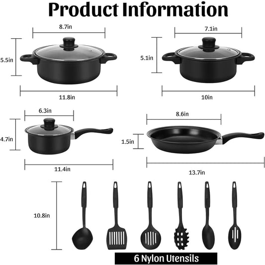 13Pcs/Set Non Stick Saucepan Cookware Set Cooking Pot Frying Pan With Lids UK Royalcart