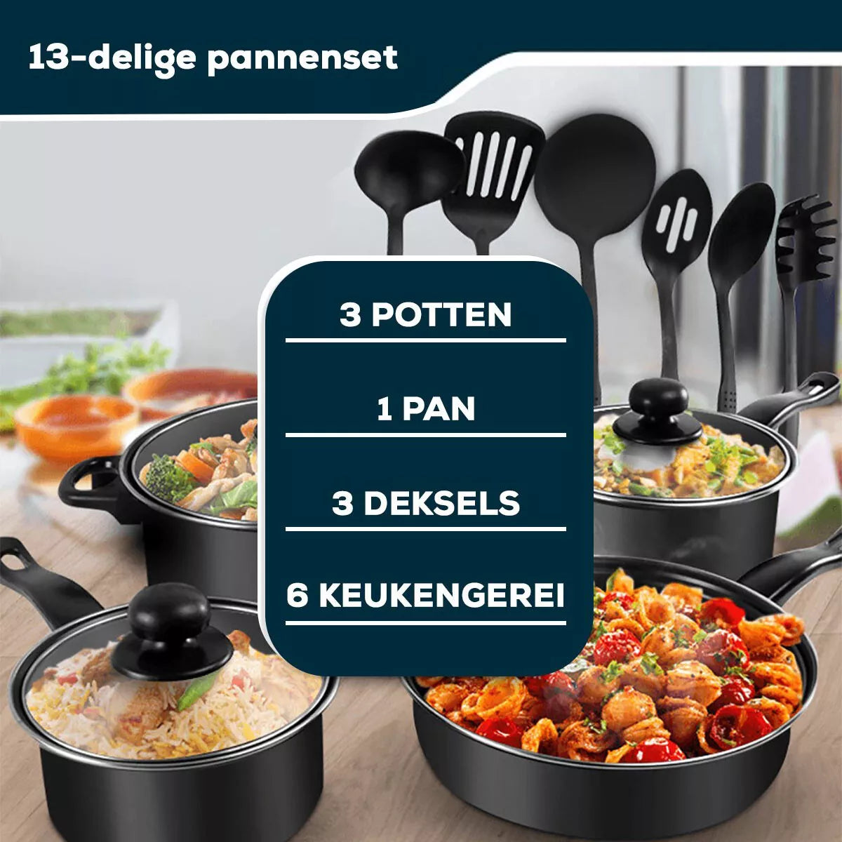 13Pcs/Set Non Stick Saucepan Cookware Set Cooking Pot Frying Pan With Lids UK Royalcart