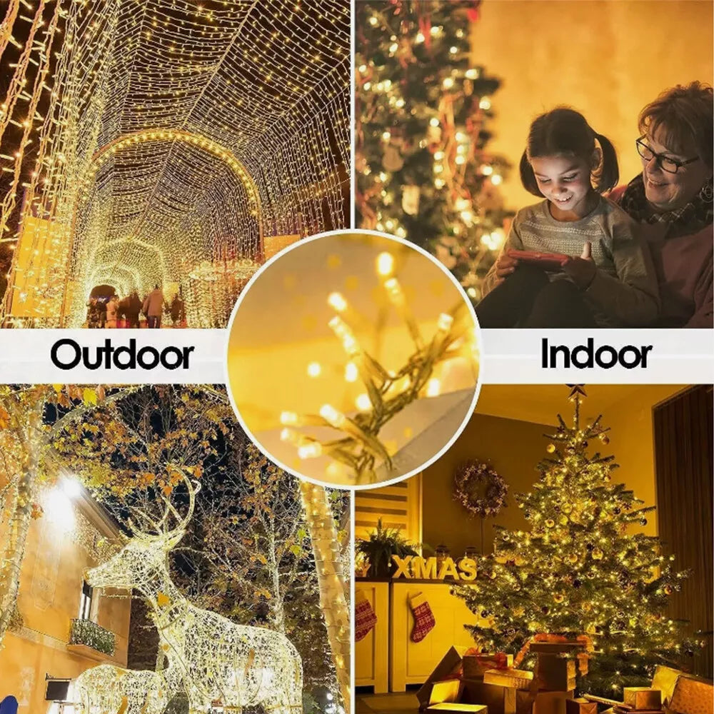 Fairy String Lights 10-50m Mains Plug In Christmas Tree Indoor & Outdoor Remote Royalcart