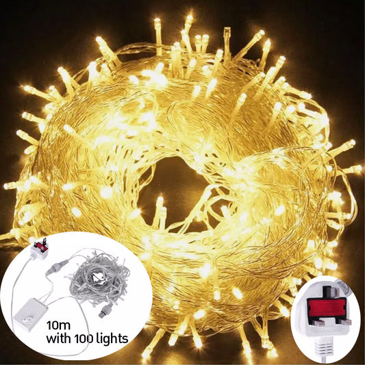 Fairy String Lights 10-50m Mains Plug In Christmas Tree Indoor & Outdoor Remote Royalcart
