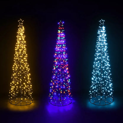 CHRISTMAS CONE TREE DECORATION LED LIGHTS STAR TOPPER XMAS INDOOR & OUTDOOR Royalcart