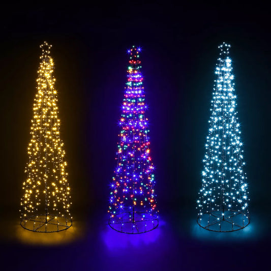 CHRISTMAS CONE TREE DECORATION LED LIGHTS STAR TOPPER XMAS INDOOR & OUTDOOR Royalcart