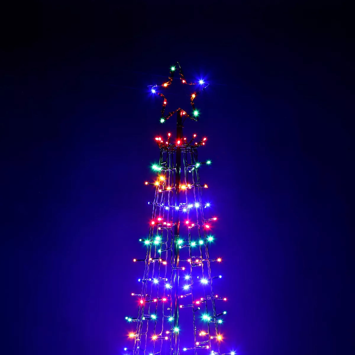 CHRISTMAS CONE TREE DECORATION LED LIGHTS STAR TOPPER XMAS INDOOR & OUTDOOR Royalcart
