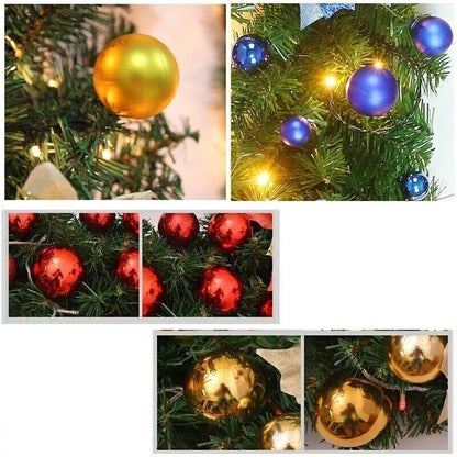 9FT Pre Lit Christmas Garland LED Lights Wreath Xmas Decorations Christmas Balls