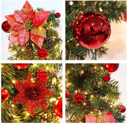 9FT Pre Lit Christmas Garland LED Lights Wreath Xmas Decorations Christmas Balls