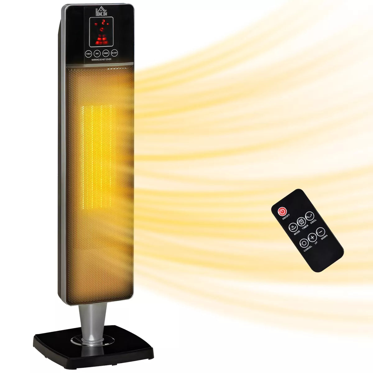 Indoor Space Heater Oscillating Ceramic Heater w/ Adjustable Modes 1000W/2000W