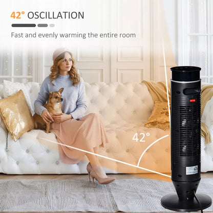Tower Indoor Space Electric Heater w/ 42° Oscillation Remote Control Timer