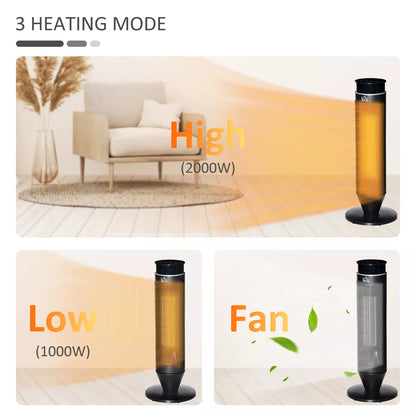 Tower Indoor Space Electric Heater w/ 42° Oscillation Remote Control Timer