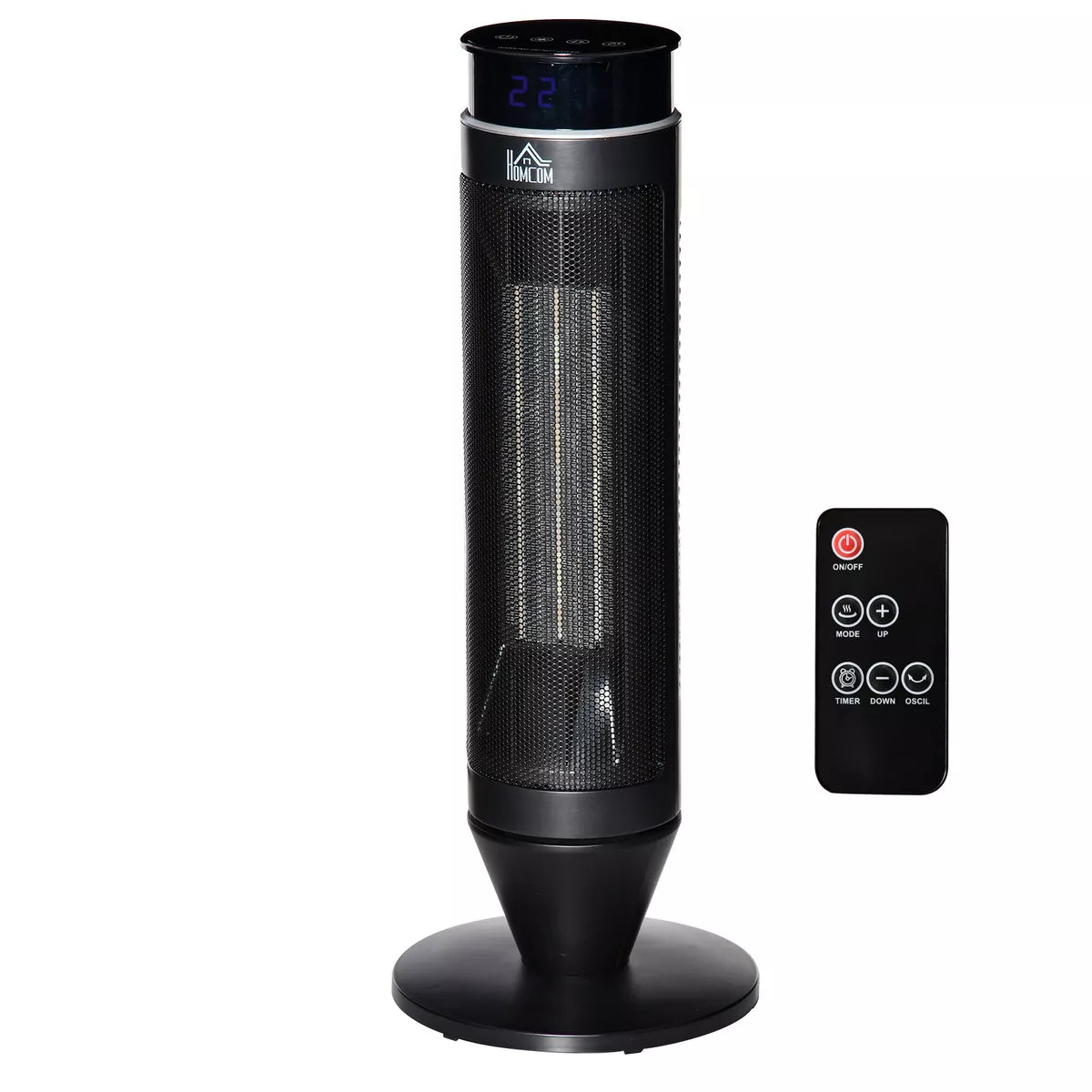 Tower Indoor Space Electric Heater w/ 42° Oscillation Remote Control Timer