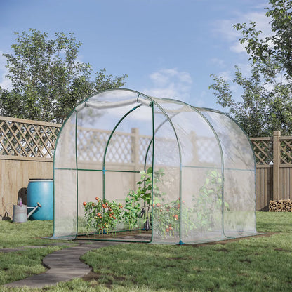 2.5x2x2m Walk In Polytunnel Greenhouse w/ Roll Up Door PVC Cover