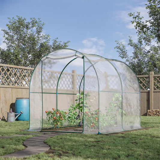 2.5x2x2m Walk In Polytunnel Greenhouse w/ Roll Up Door PVC Cover