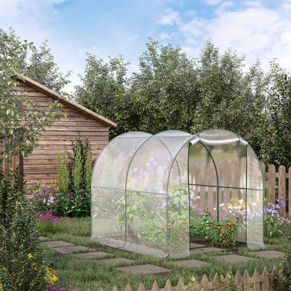 2.5x2x2m Walk In Polytunnel Greenhouse w/ Roll Up Door PVC Cover