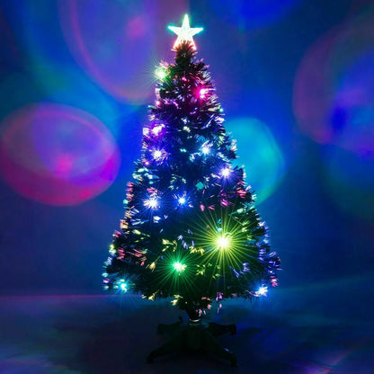 6ft Pre Lit Christmas Tree Xmas Fibre Optic LED Lights Star