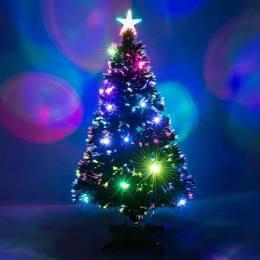 6ft Pre Lit Christmas Tree Xmas Fibre Optic LED Lights Star