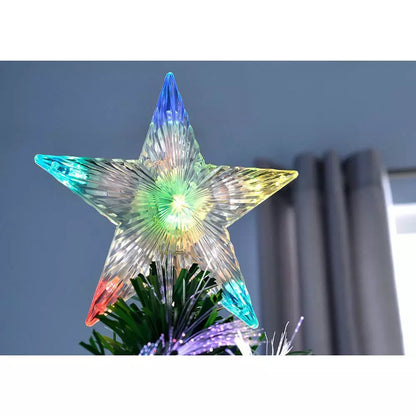 6ft Pre Lit Christmas Tree Xmas Fibre Optic LED Lights Star