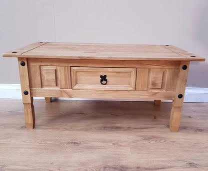 Corona Coffee Table Mexican Solid Pine 1 Drawer