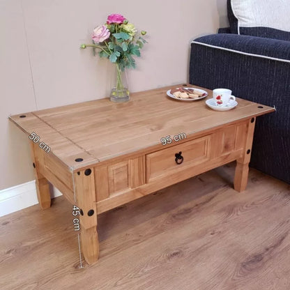 Corona Coffee Table Mexican Solid Pine 1 Drawer