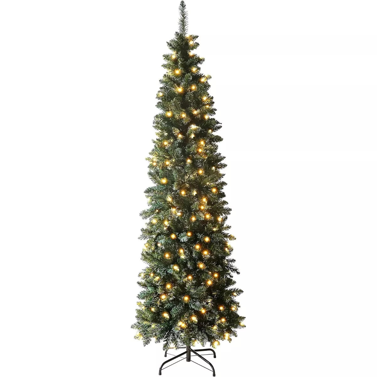 4/5/6ft Green Christmas Tree Slim Pencil Artificial Pre Lit LED XMAS Home Decoration