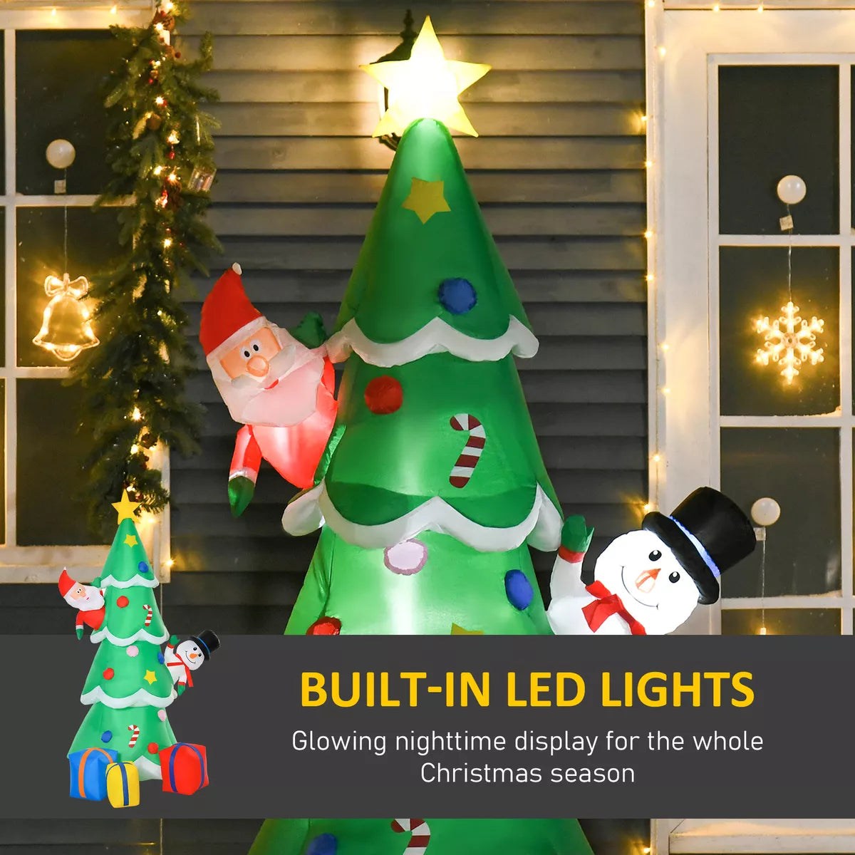 7ft Christmas Inflatable Tree LED Lighted for Indoor Outdoor Decoration