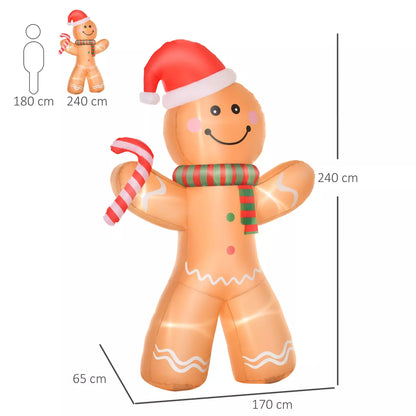 8ft Christmas Inflatable Gingerbread Man Lighted Home Indoor Outdoor Decoration